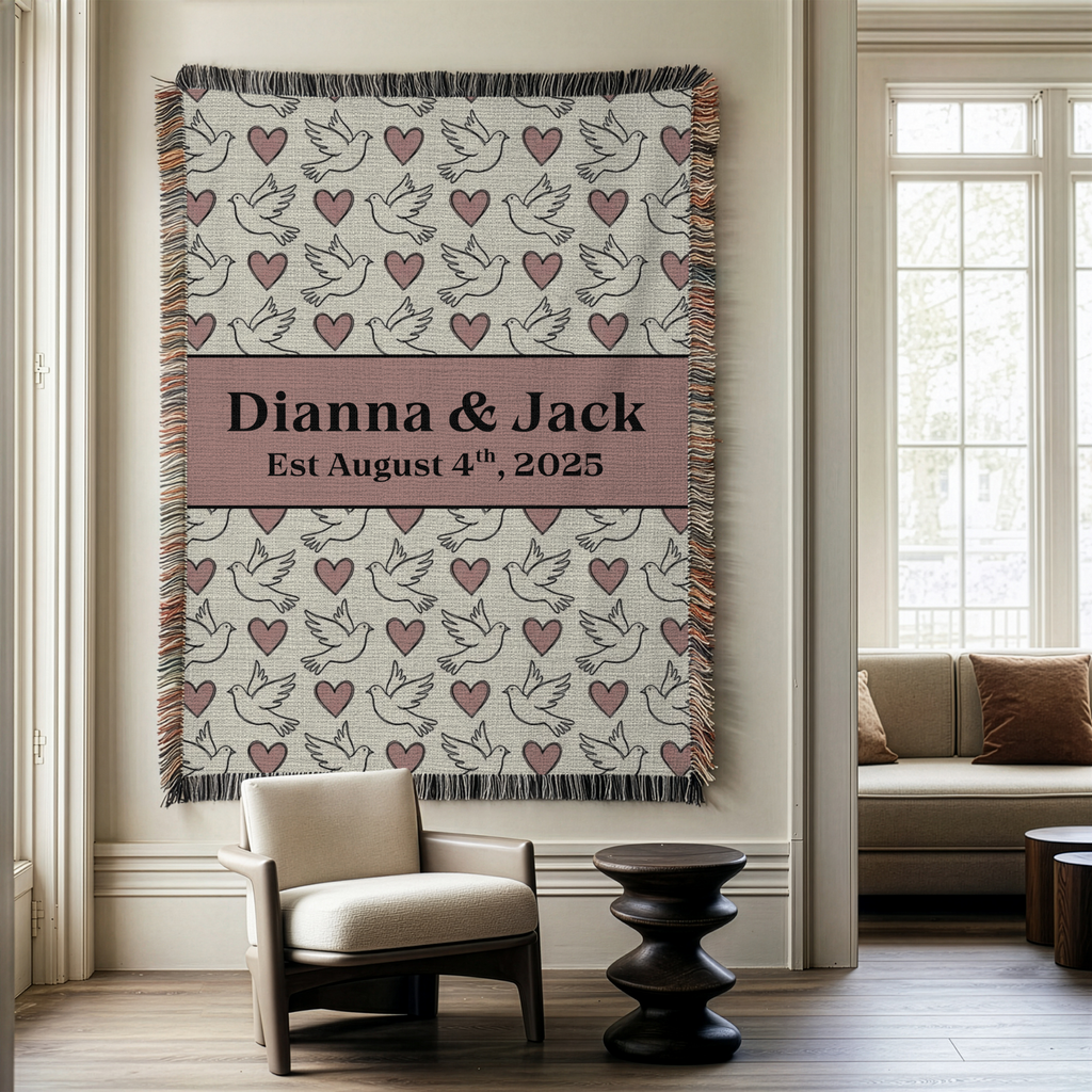 Personalized Couple's Names and Date Woven Blanket