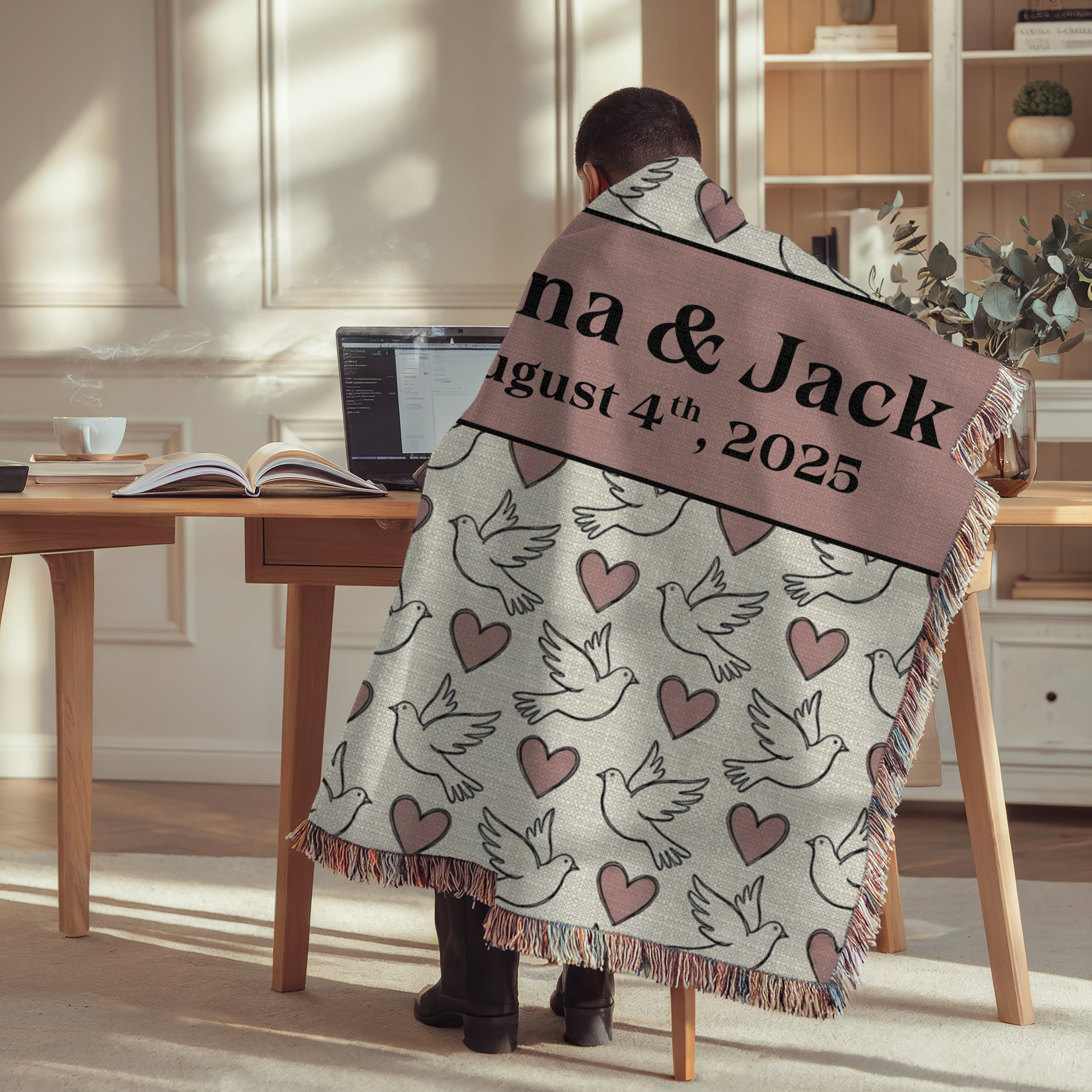 Personalized Couple's Names and Date Woven Blanket