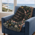 Personalized Name & Date Floral Heart Woven Blanket Throw