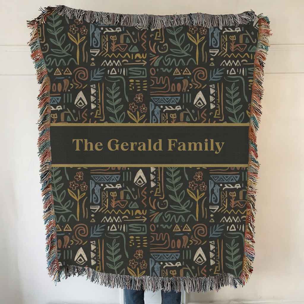 Personalized Name Forest Accent Woven Blanket Throw