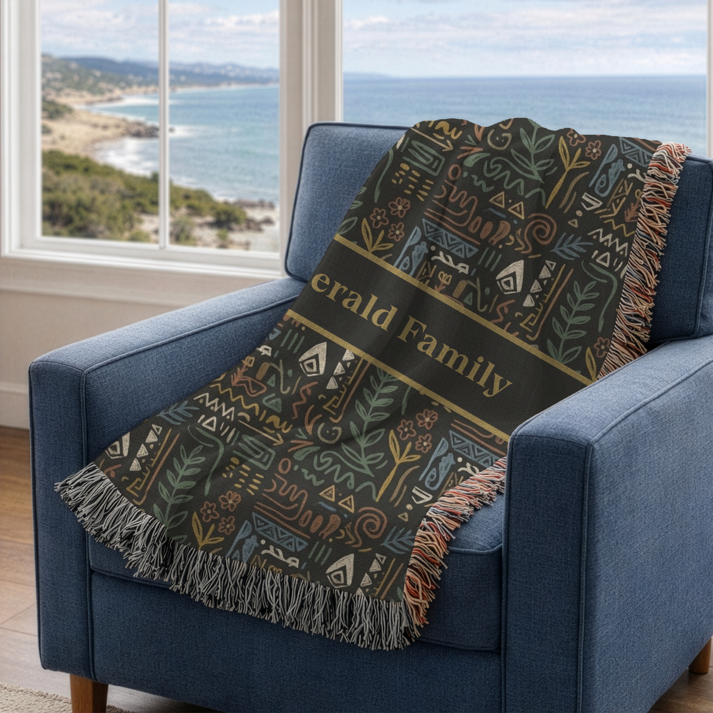 Personalized Name Forest Accent Woven Blanket Throw