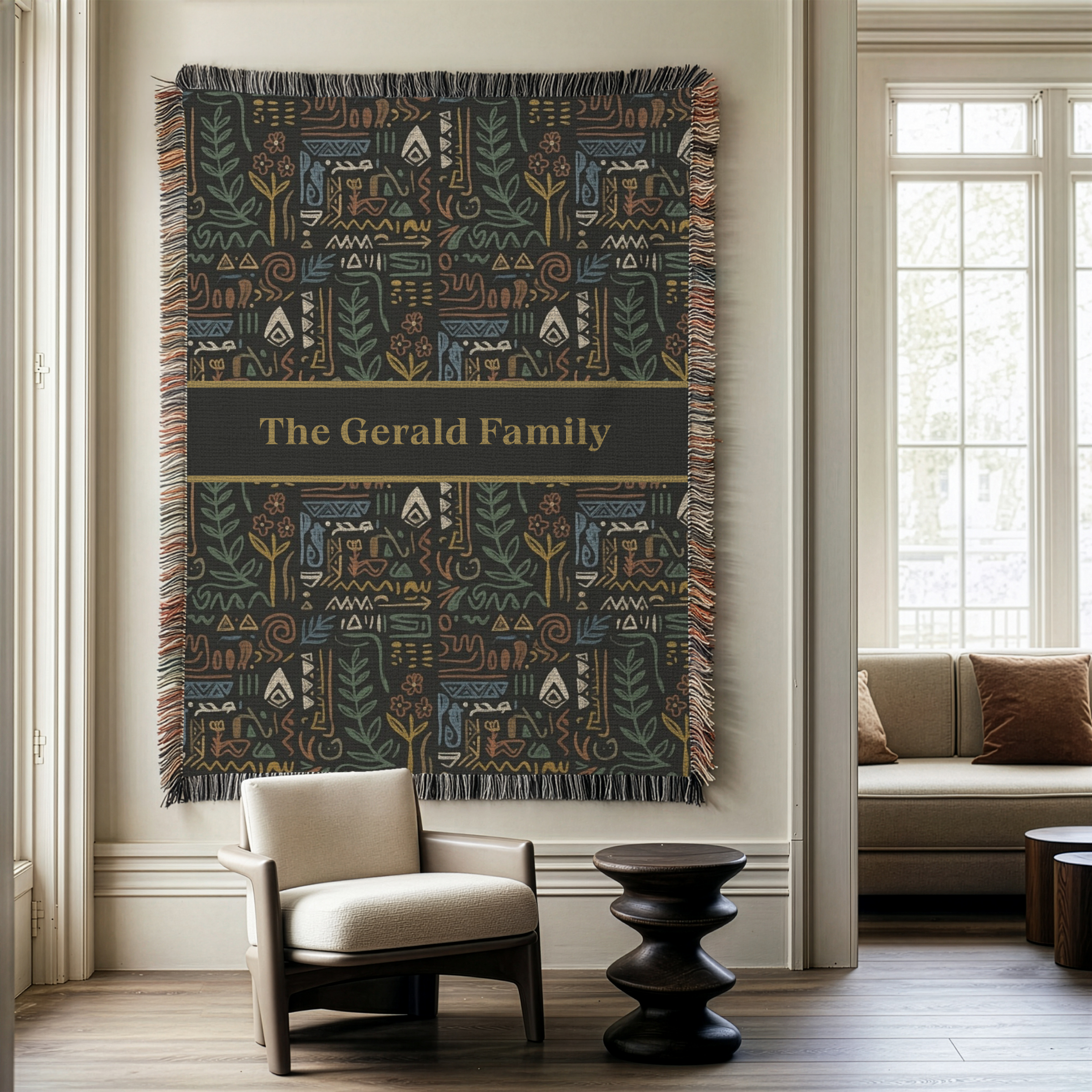 Personalized Name Forest Accent Woven Blanket Throw