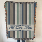 Personalized Family Name Striped Woven Blanket Throw