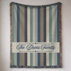 Personalized Family Name Striped Woven Blanket Throw