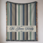 Personalized Family Name Striped Woven Blanket Throw