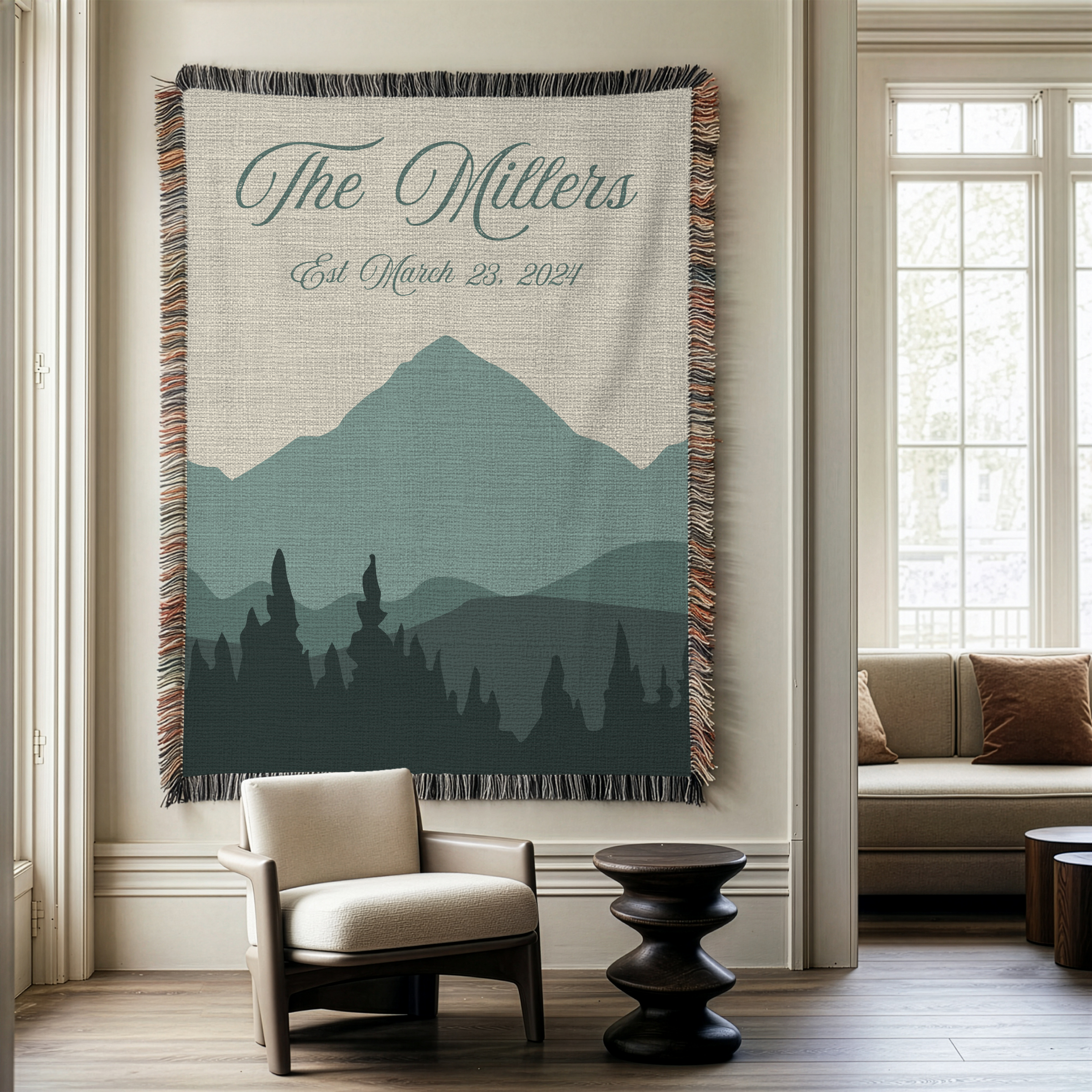 Personalized Family Name Woven Blanket Throw