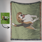 Custom Cartoon Dog Photo Woven Blanket