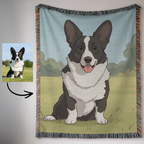 Custom Cartoon Dog Photo Woven Blanket