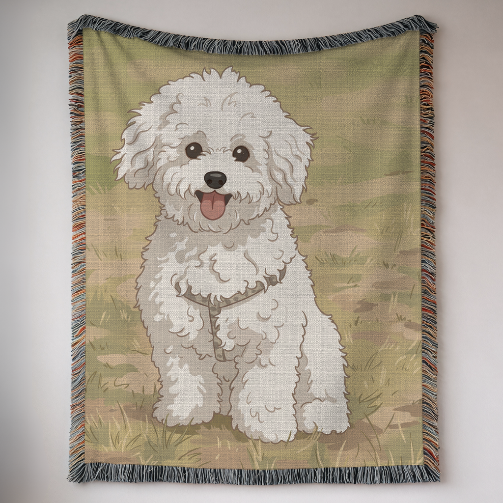 Custom Cartoon Dog Photo Woven Blanket