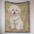 Custom Cartoon Dog Photo Woven Blanket