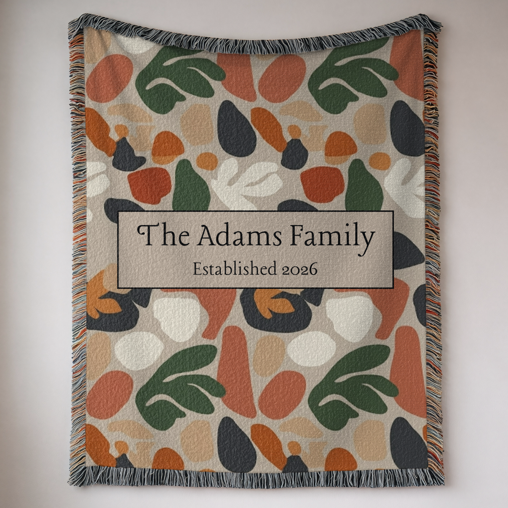 Personalized Woven Blanket — Custom Name Floral Tapestry Throw