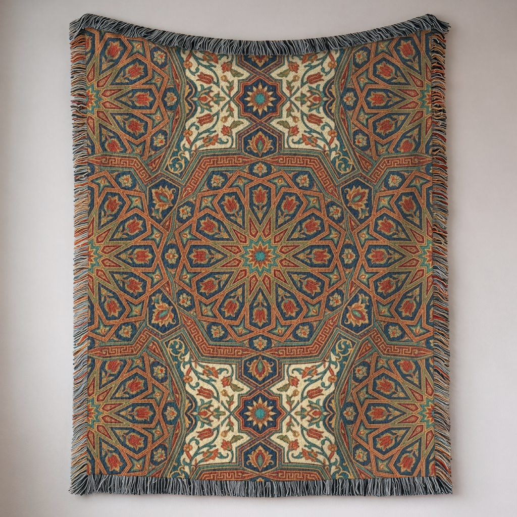 Iznik Bloom Tapestry Woven Blanket