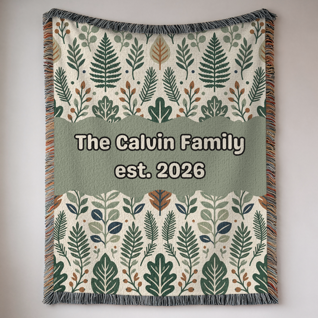 Personalized Family Earthy Heirloom Woven Blanket Throw