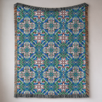 Turkish Blues Tapestry Woven Blanket