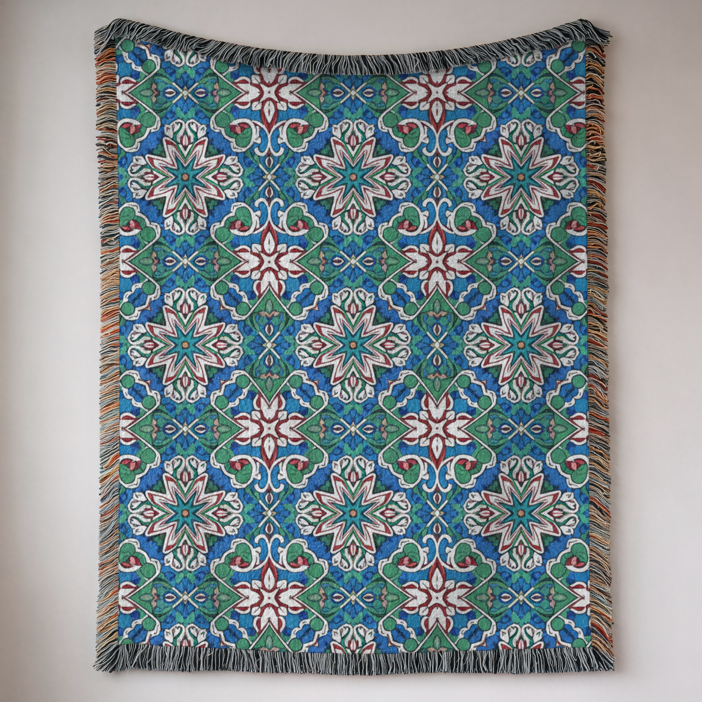 Turkish Blues Tapestry Woven Blanket