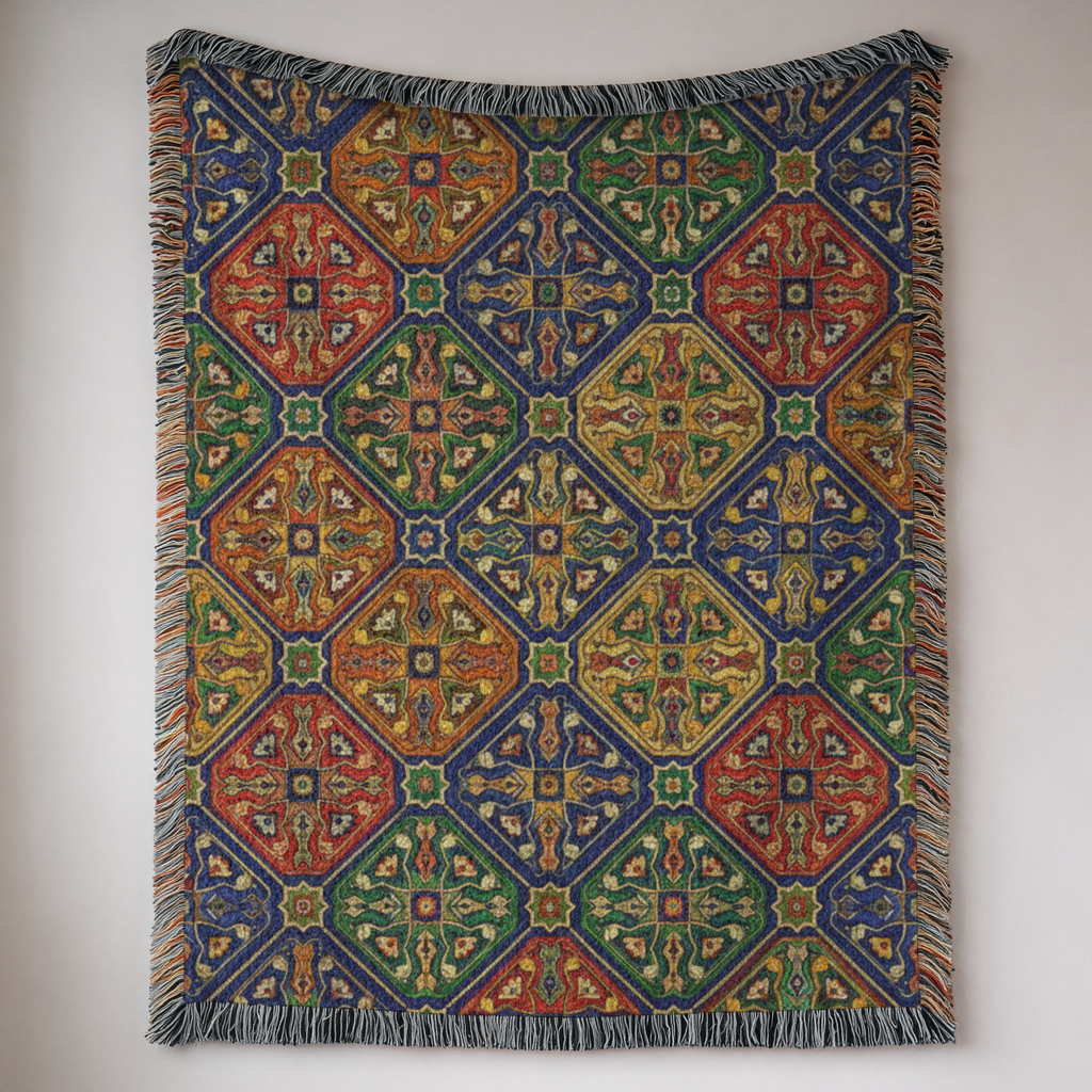 Moroccan Zellige Tapestry Woven Blanket