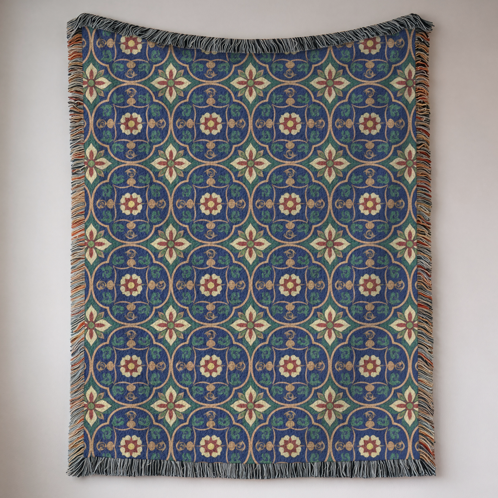 Islamic Floral Medallions Tapestry Woven Blanket