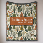 Personalized Family Animal Forest Woven Blanket