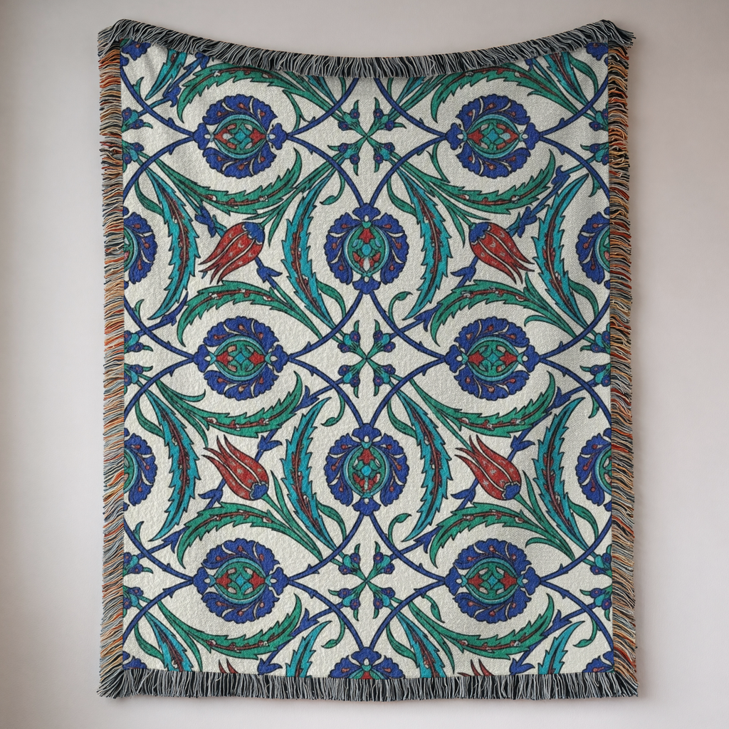 Ottoman Tulips Tapestry Woven Blanket