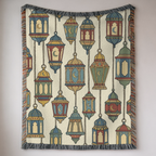 Moroccan Lantern Tapestry Woven Blanket