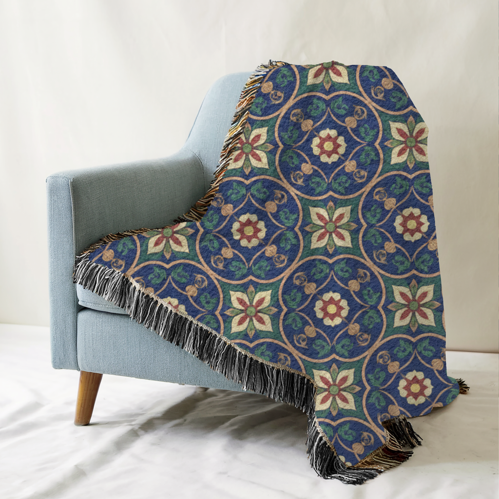 Islamic Floral Medallions Tapestry Woven Blanket