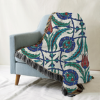 Ottoman Tulips Tapestry Woven Blanket