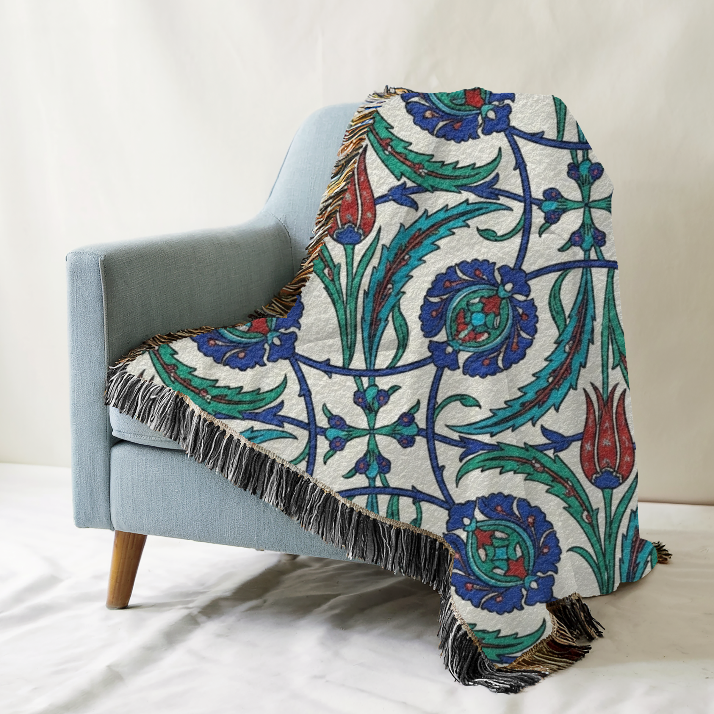 Ottoman Tulips Tapestry Woven Blanket