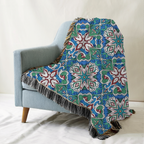 Turkish Blues Tapestry Woven Blanket