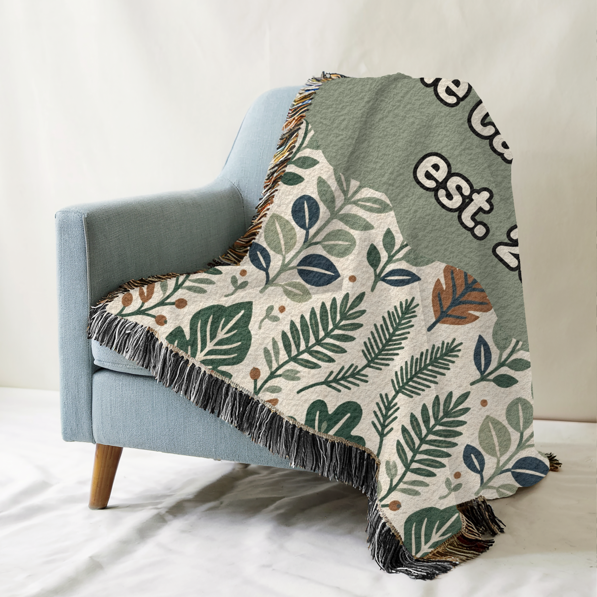 Personalized Family Earthy Heirloom Woven Blanket Throw