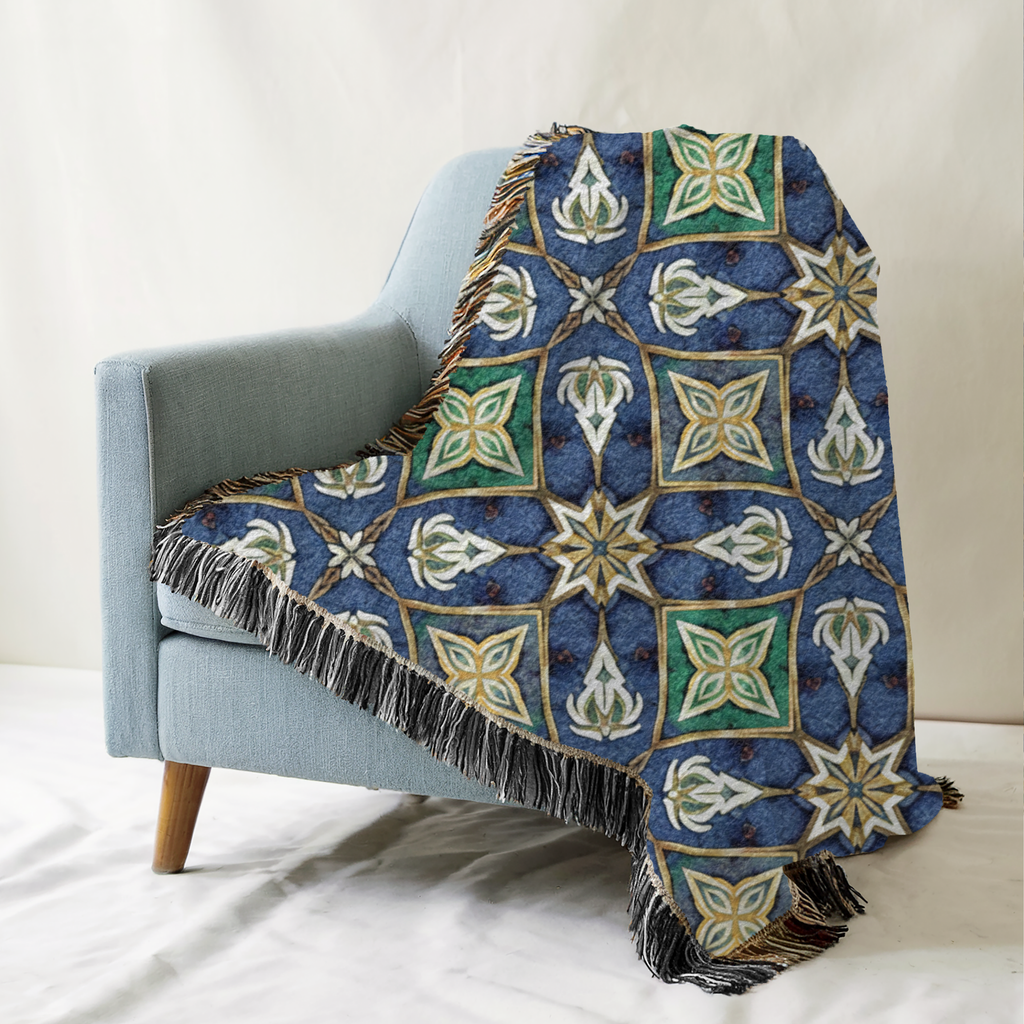 Artisan Geometric Tapestry Woven Blanket