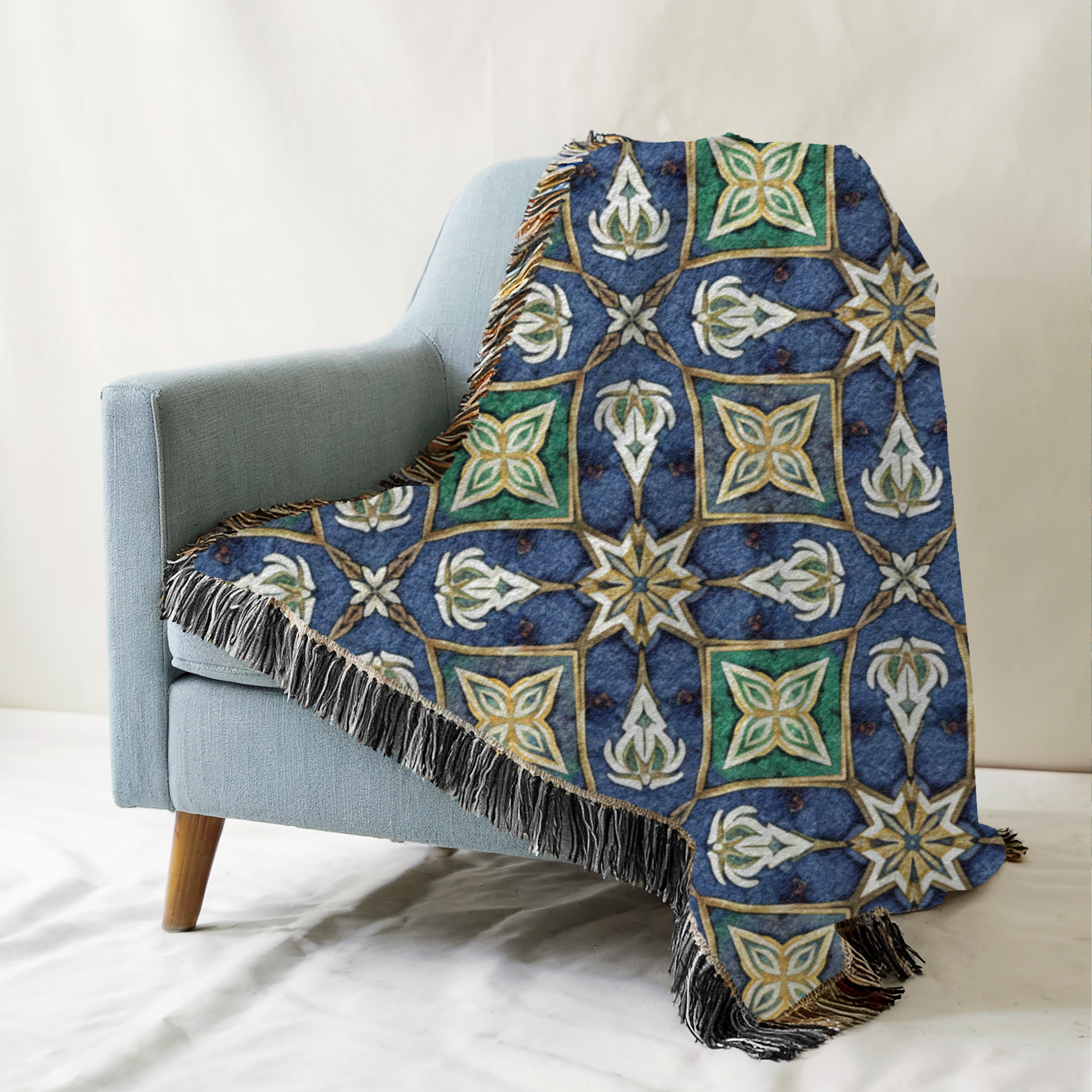 Artisan Geometric Tapestry Woven Blanket