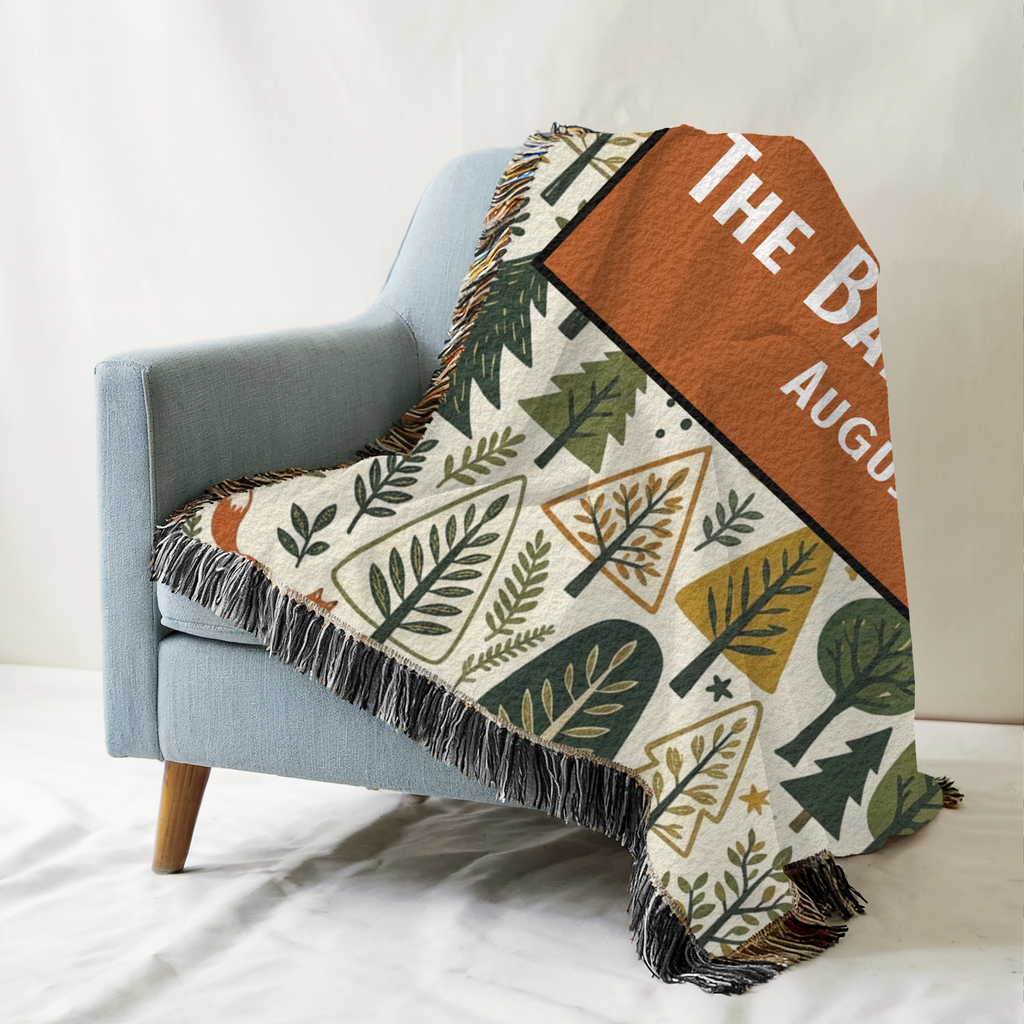 Personalized Family Animal Forest Woven Blanket