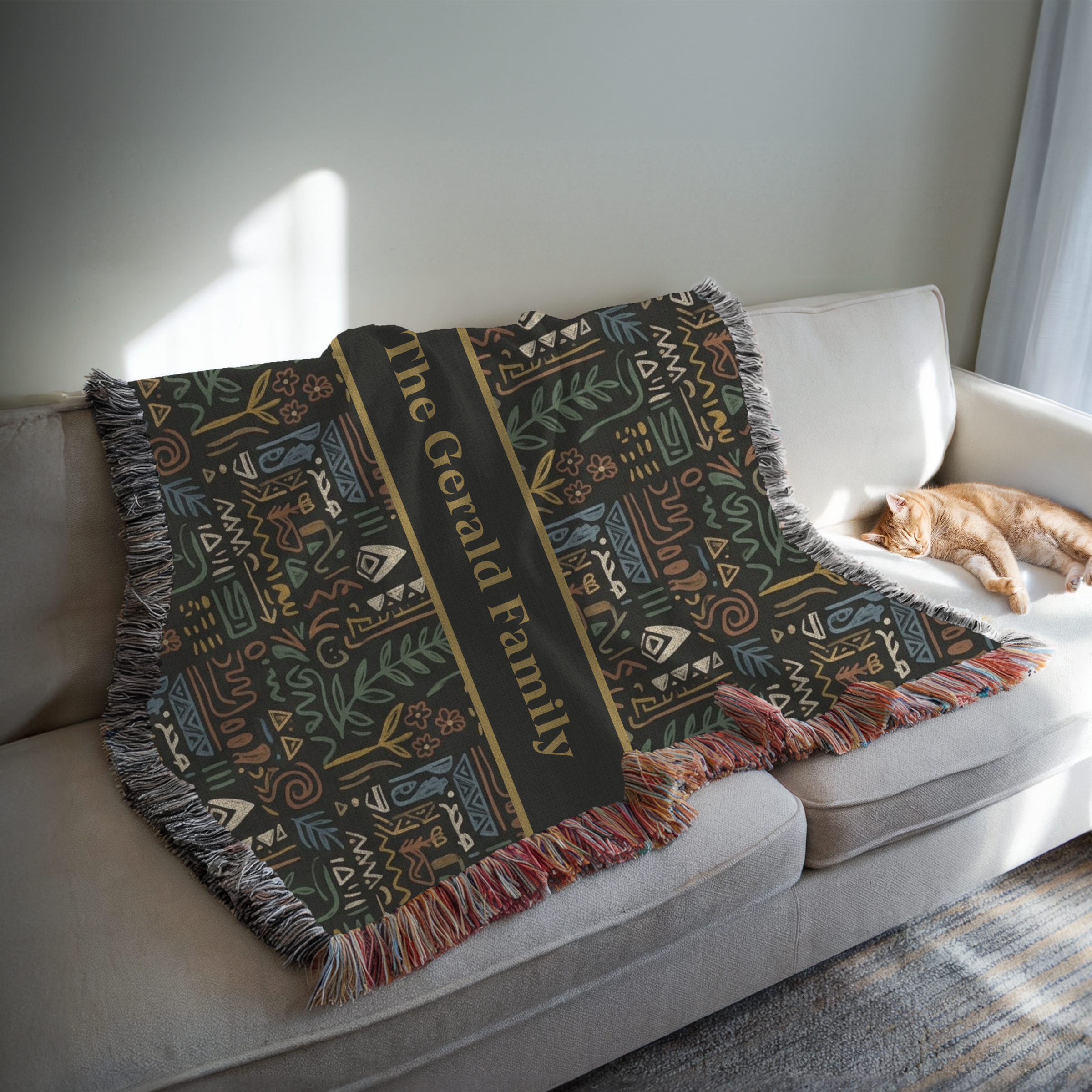 Personalized Name Forest Accent Woven Blanket Throw