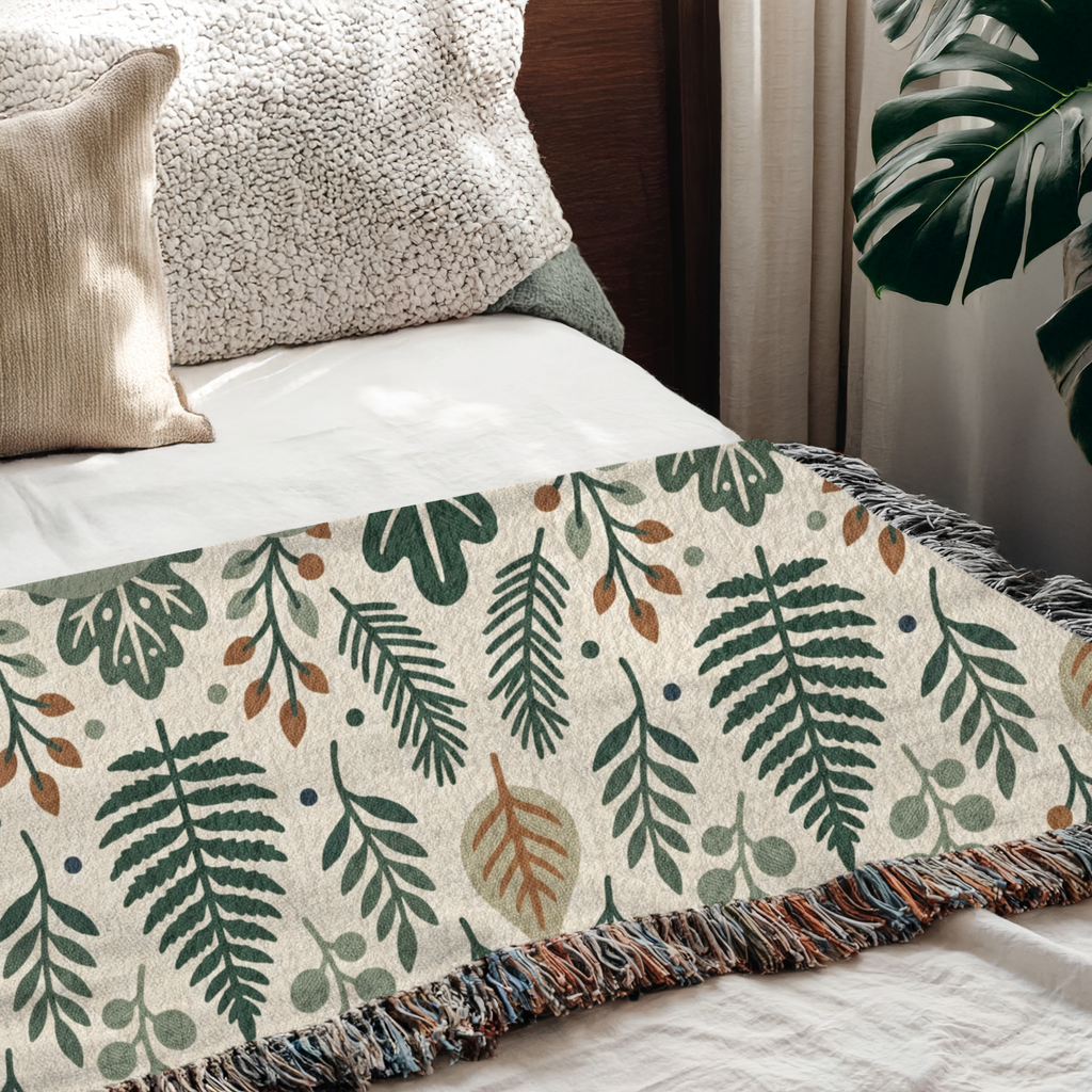 Personalized Family Earthy Heirloom Woven Blanket Throw