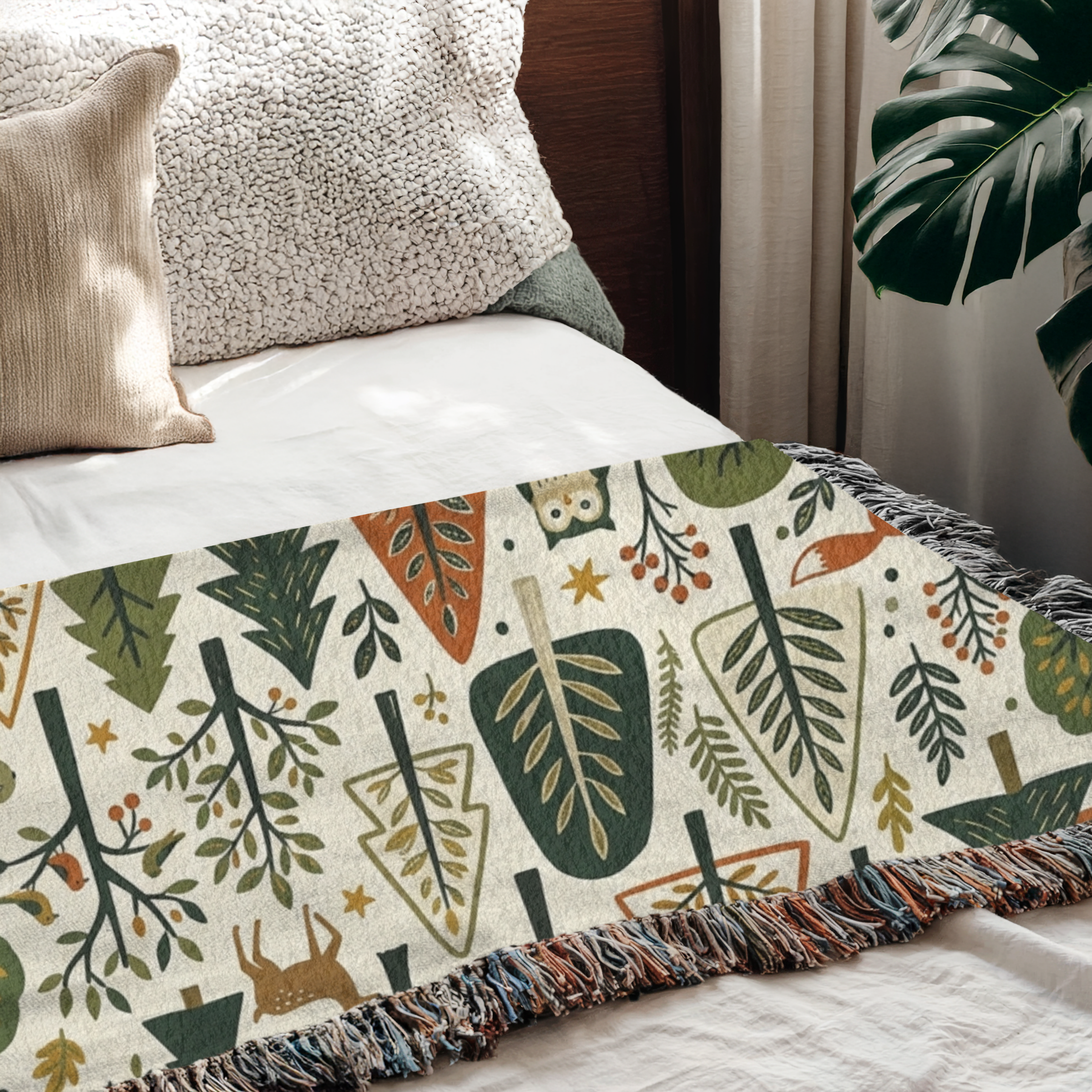 Personalized Family Animal Forest Woven Blanket