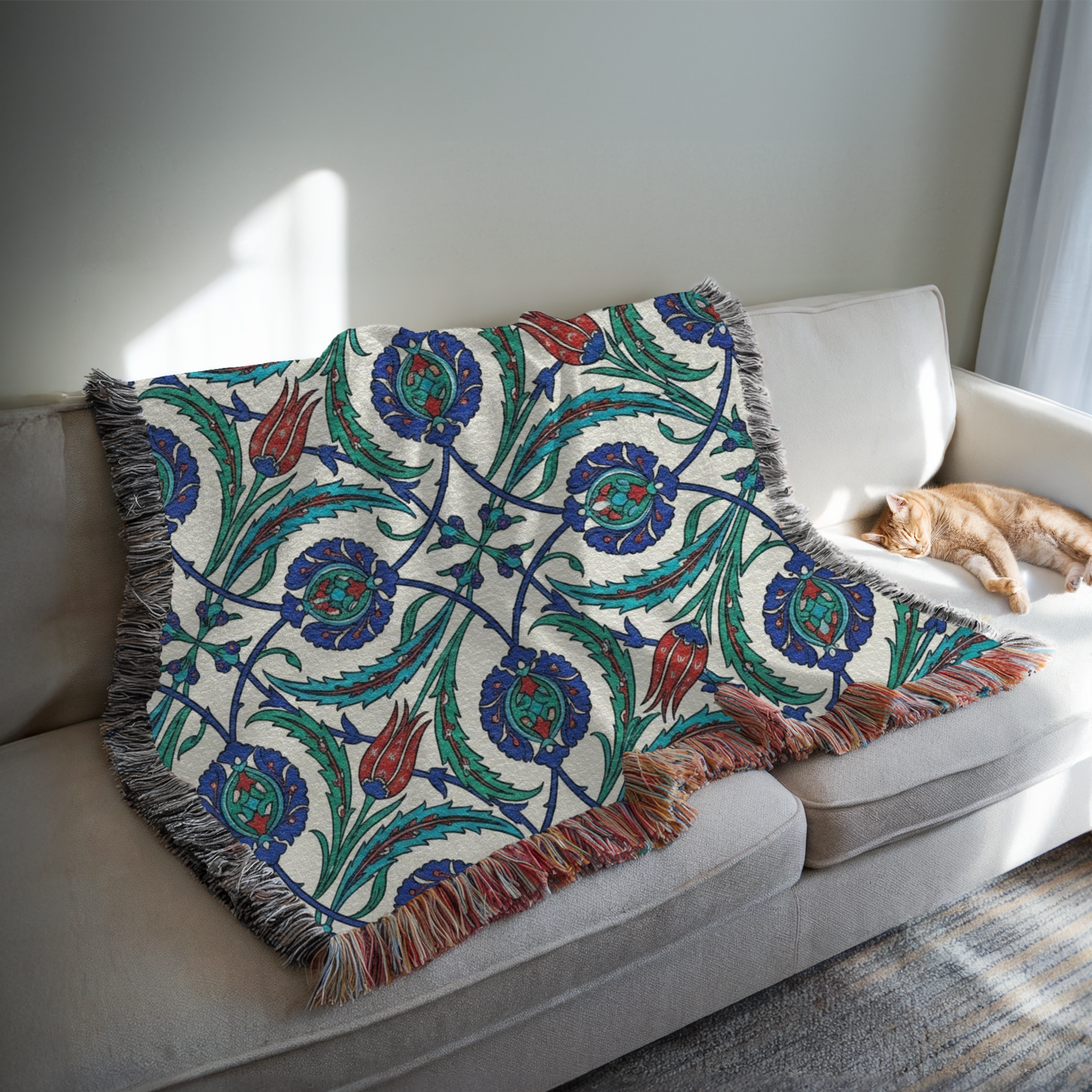 Ottoman Tulips Tapestry Woven Blanket