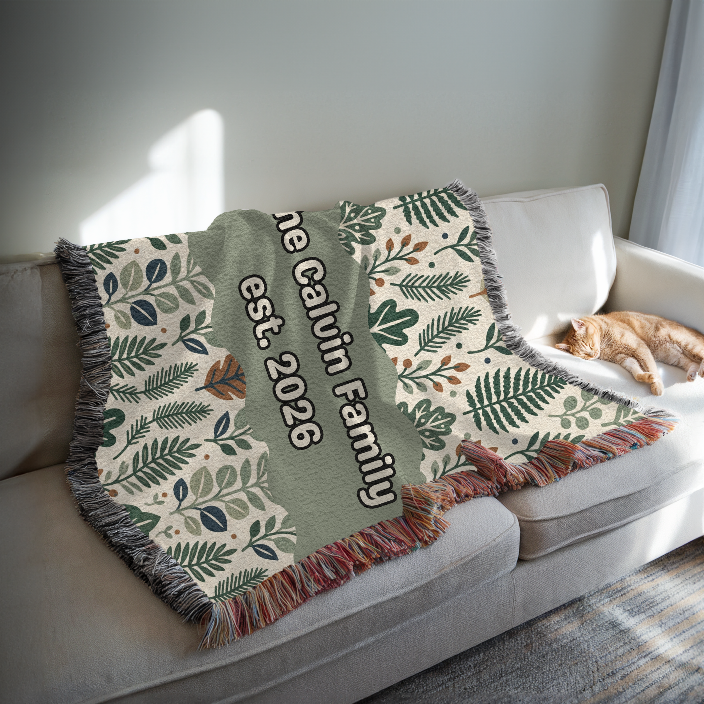 Personalized Family Earthy Heirloom Woven Blanket Throw