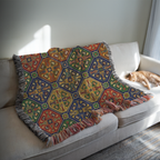 Moroccan Zellige Tapestry Woven Blanket