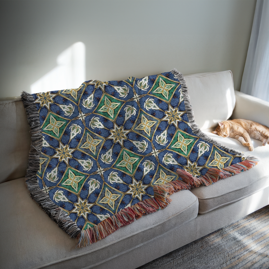 Artisan Geometric Tapestry Woven Blanket