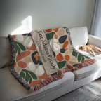Personalized Woven Blanket — Custom Name Floral Tapestry Throw