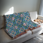 Turkish Blues Tapestry Woven Blanket