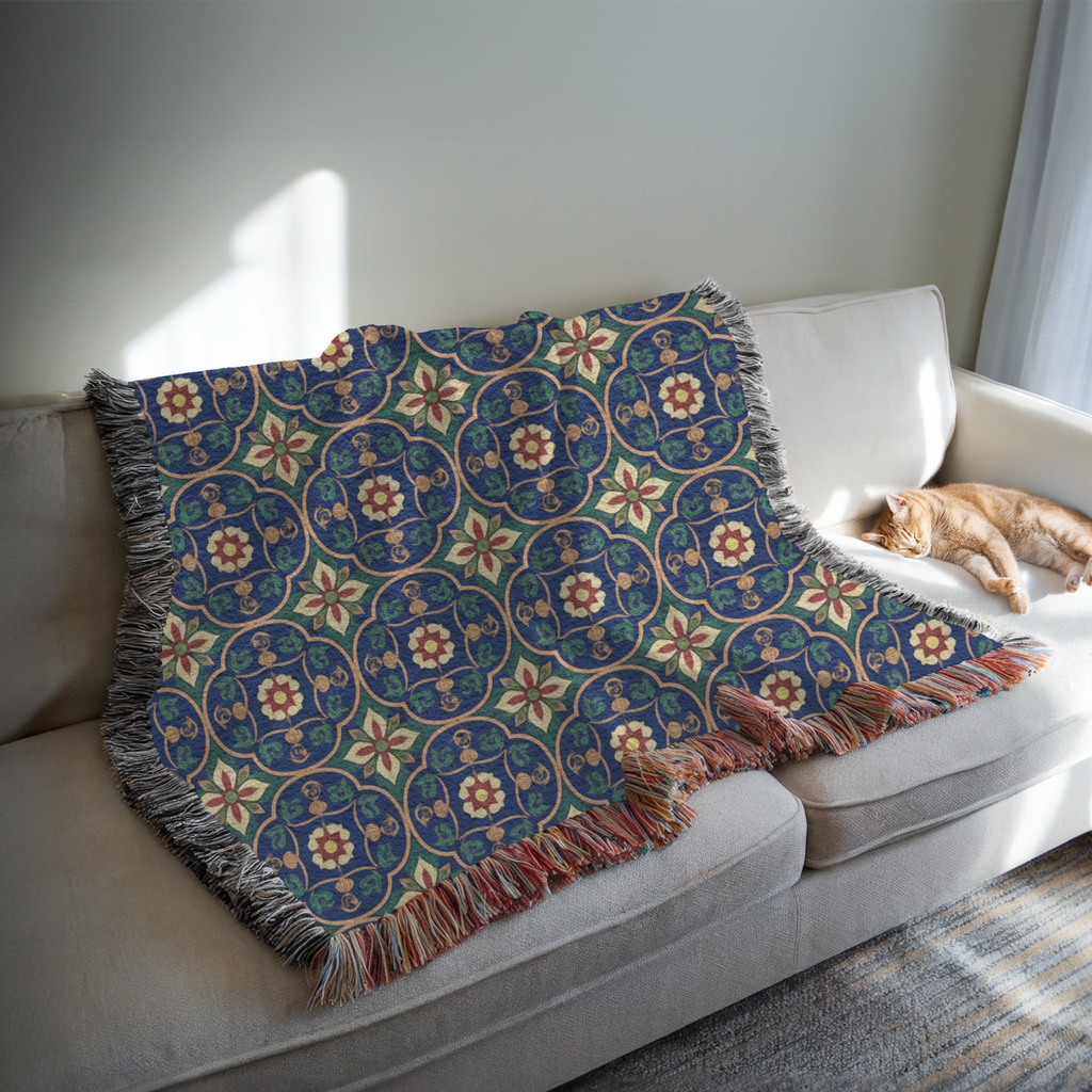 Islamic Floral Medallions Tapestry Woven Blanket