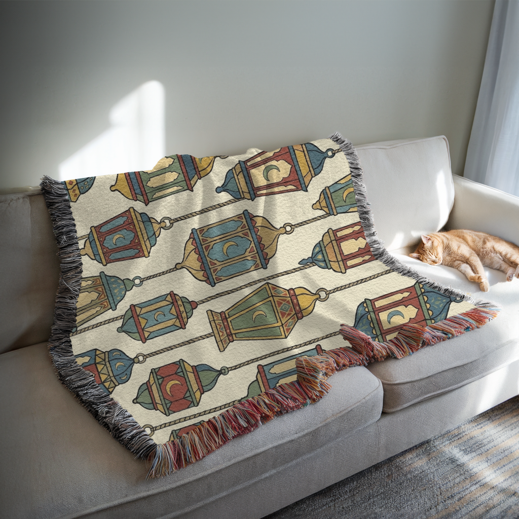Moroccan Lantern Tapestry Woven Blanket