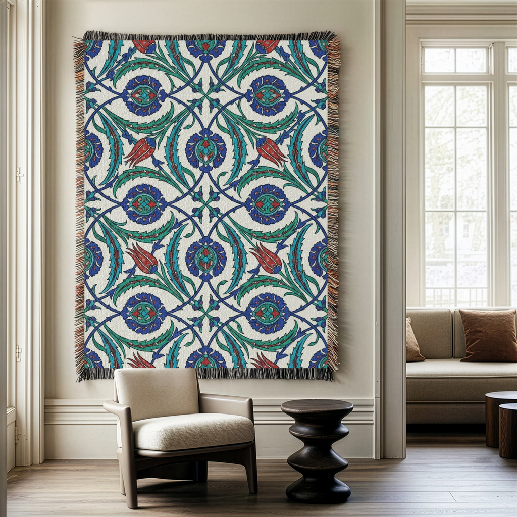 Ottoman Tulips Tapestry Woven Blanket