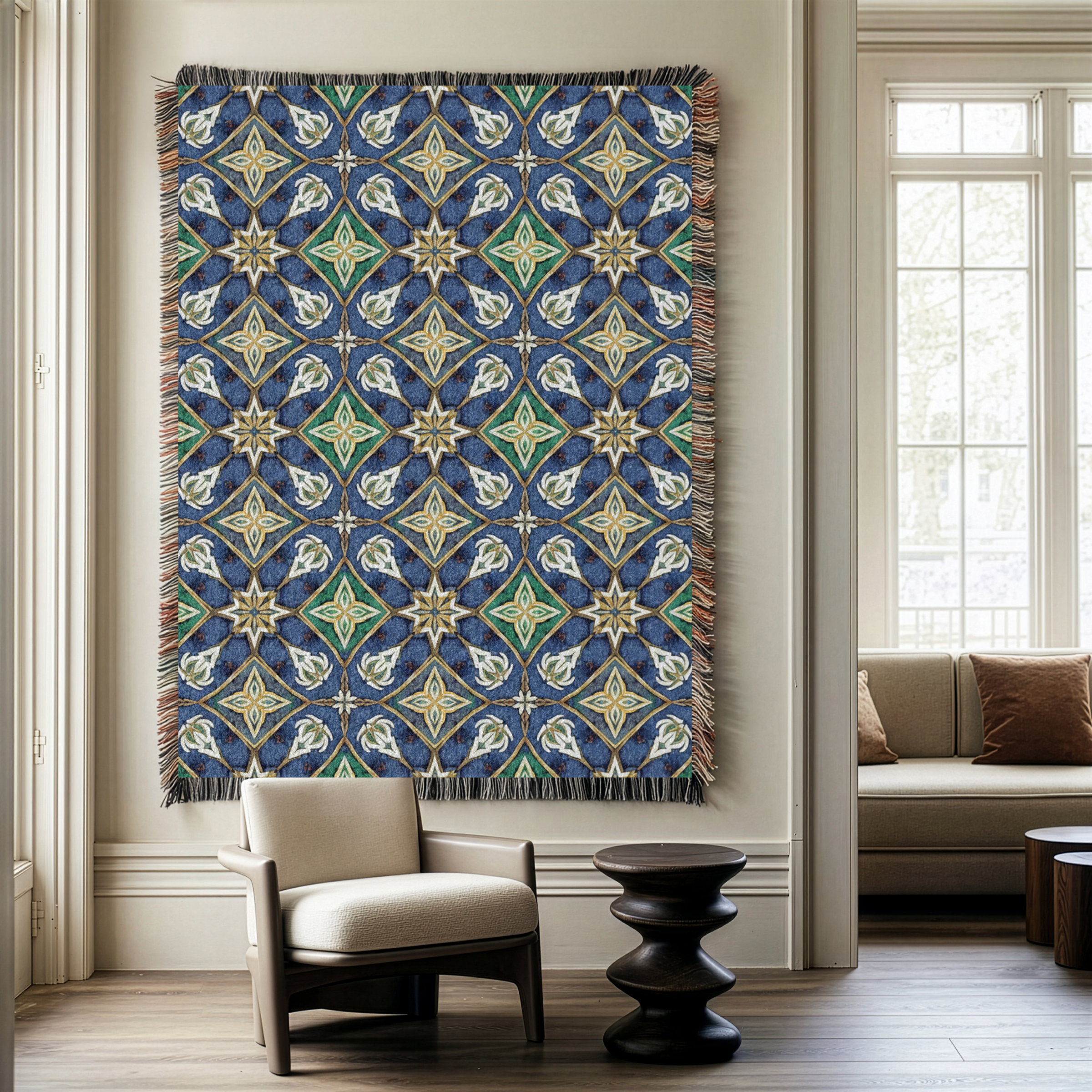 Artisan Geometric Tapestry Woven Blanket