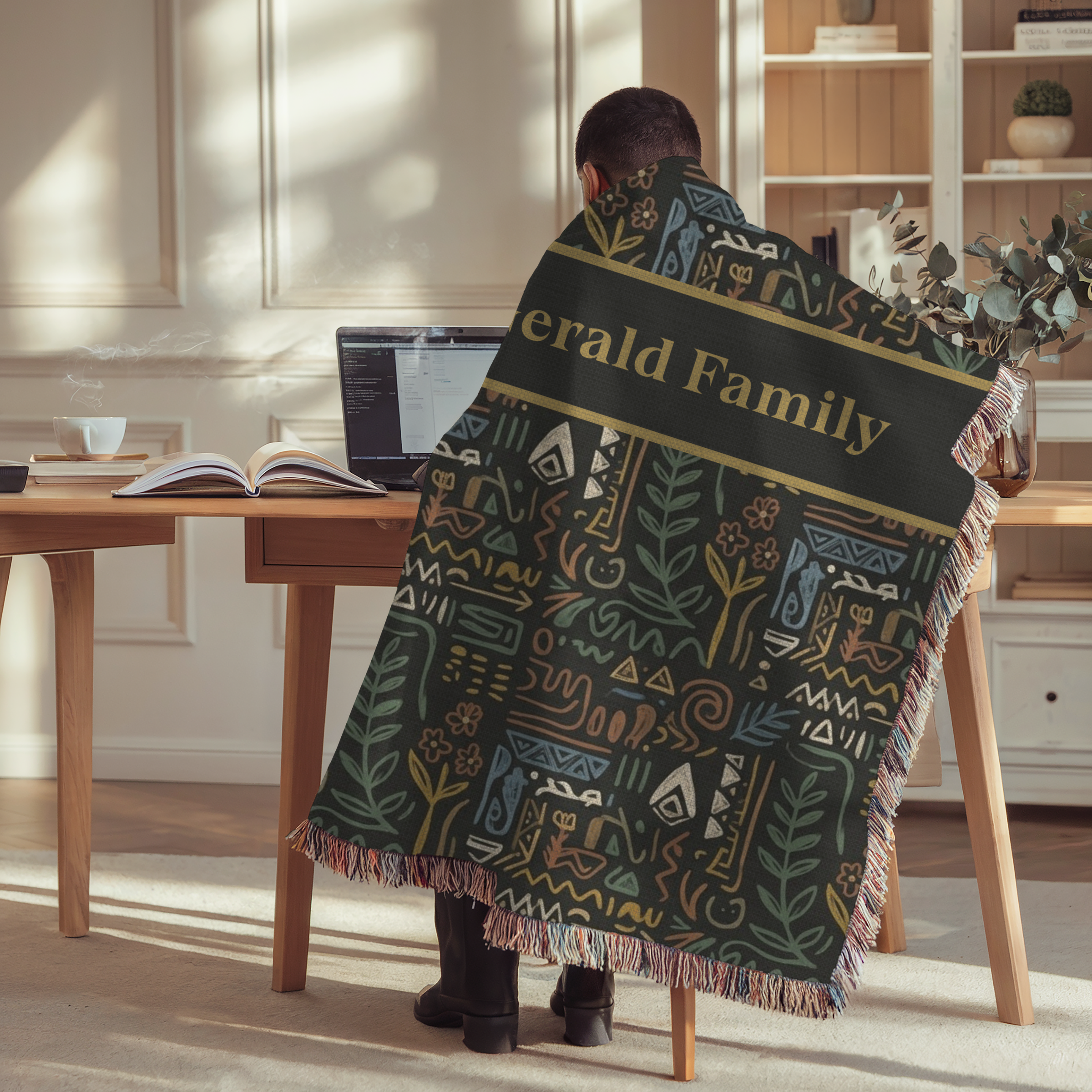 Personalized Name Forest Accent Woven Blanket Throw