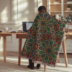 Moroccan Geometric Pattern Tapestry Woven Blanket
