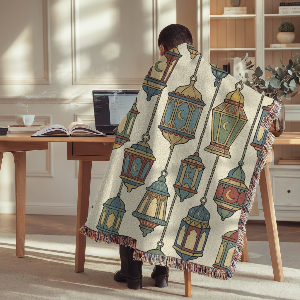Moroccan Lantern Tapestry Woven Blanket