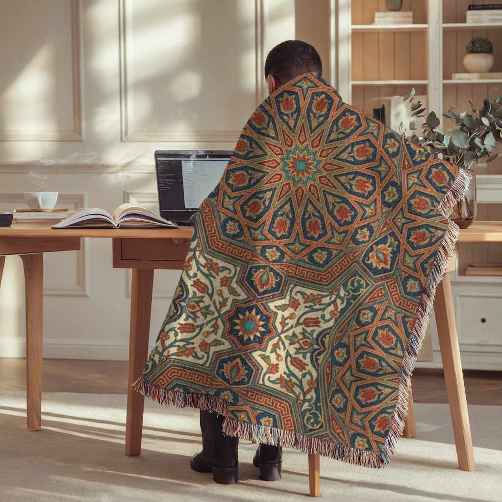 Iznik Bloom Tapestry Woven Blanket