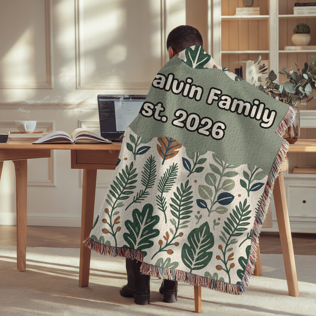 Personalized Family Earthy Heirloom Woven Blanket Throw
